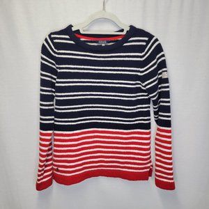 Joules Knitwear Women's Size 2 Sweater Blue Red White Striped Fleece Pullover